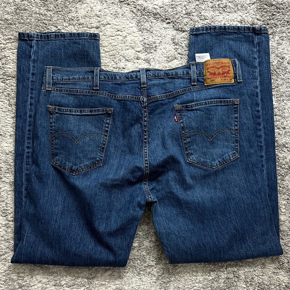 Levi's 505 Men's Classic Straight Dark Blue Jeans 40X32